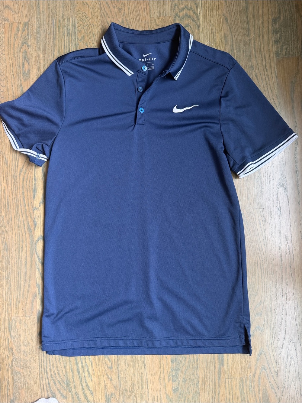 Nike Navy Polo with White Stripe Trim